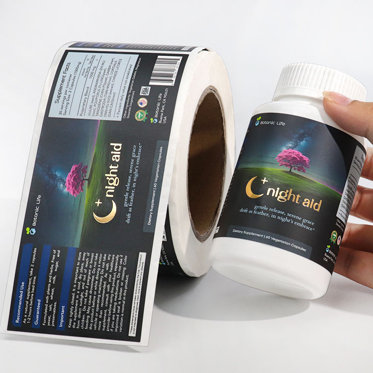 PVC-Custom Waterproof Vinyl Supplement Bottle Label Roll 主图 01